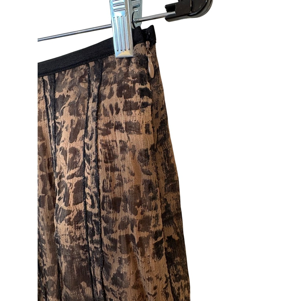 Nic + Zoe Silk Abstract Animal Print Pleated Midi Skirt Brown 2P 90s minimalist - Picture 3 of 6